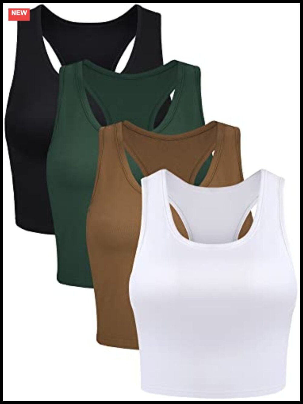 4 Pack Women's Cotton Spandex Crop Tank Tops Sleeveless Racerback Yoga